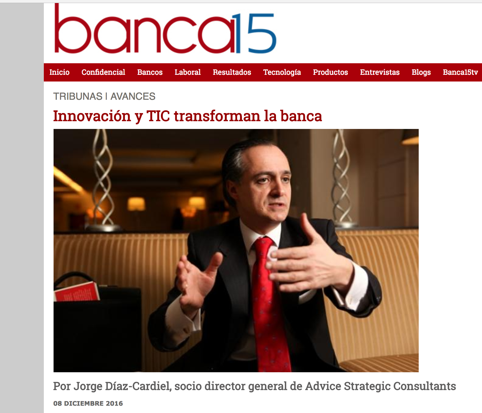 Artículo de Jorge Díaz-Cardiel  en 'Banca15.com'