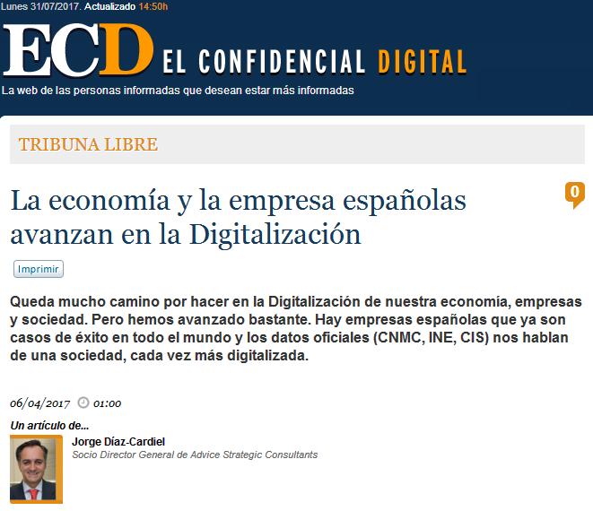 Article by Jorge Díaz-Cardiel in 'El Confidencial Digital'
