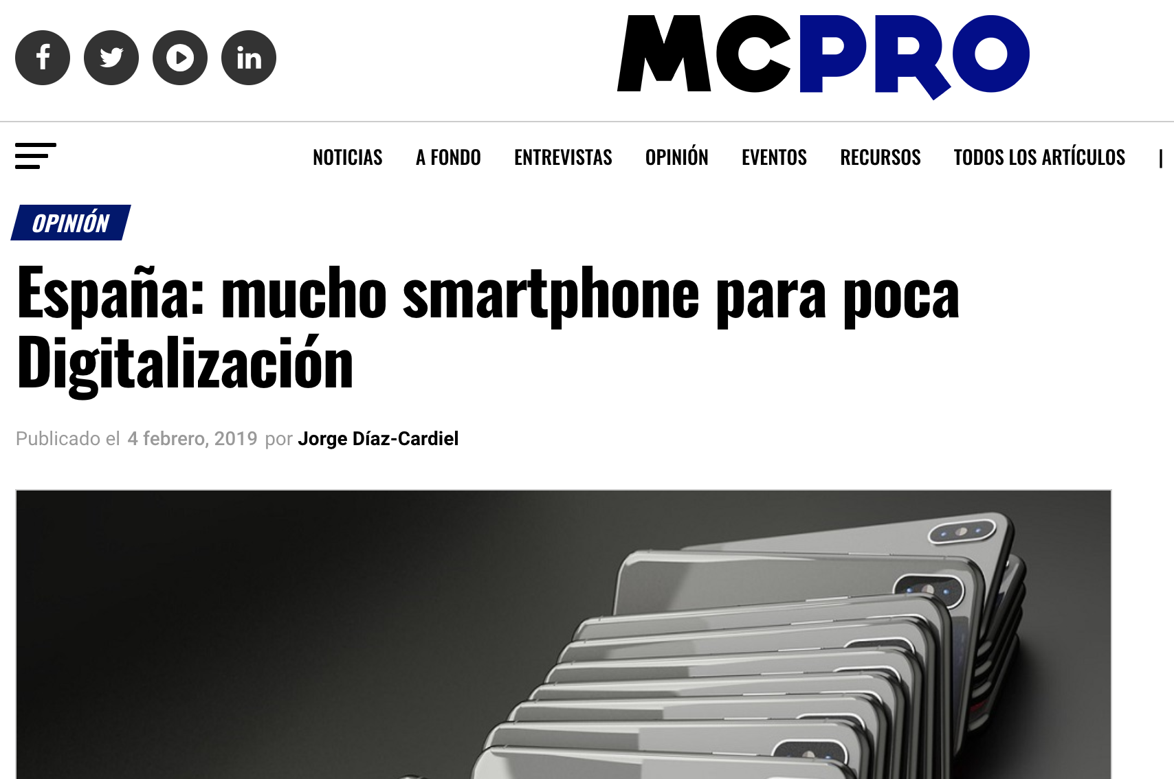 Artículo de Jorge Díaz-Cardiel en MCPro
