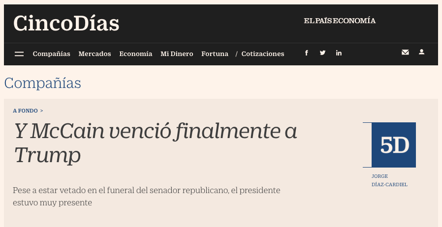 Article by Jorge Díaz-Cardiel in Cinco Dias