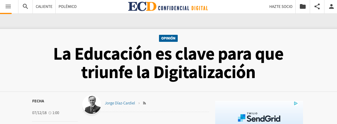 Article by Jorge Díaz-Cardiel in El Confidencial Digital
